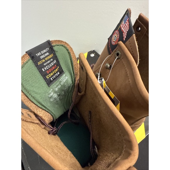 Justin Boots New 8" Aged Bark Steel Toe Mens 12 B Work Lace 795 EH Comfort Foam - Picture 5 of 11